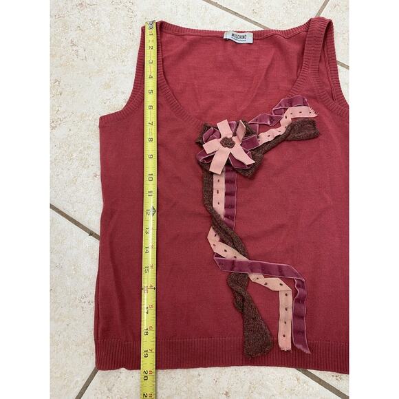 Moschino Cheap & Chic Wool Velvet Bow Motif Camisole Blouse Pink Size 8 READ - Picture 11 of 12
